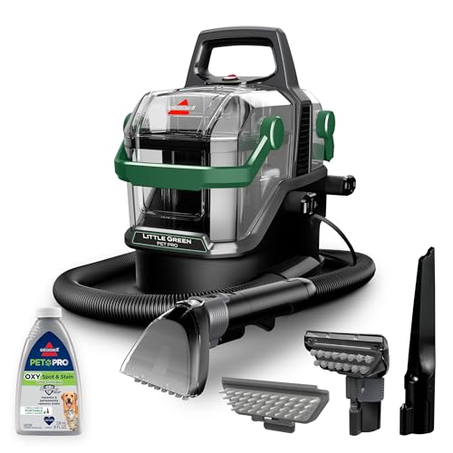 BISSELL Little Green Pet Pro Portable Deep Cleaner with Self-Cleaning Tough Stain Tool, Pet Hair Removal Tool, Crevice Tool, and Car Detailer, 3909