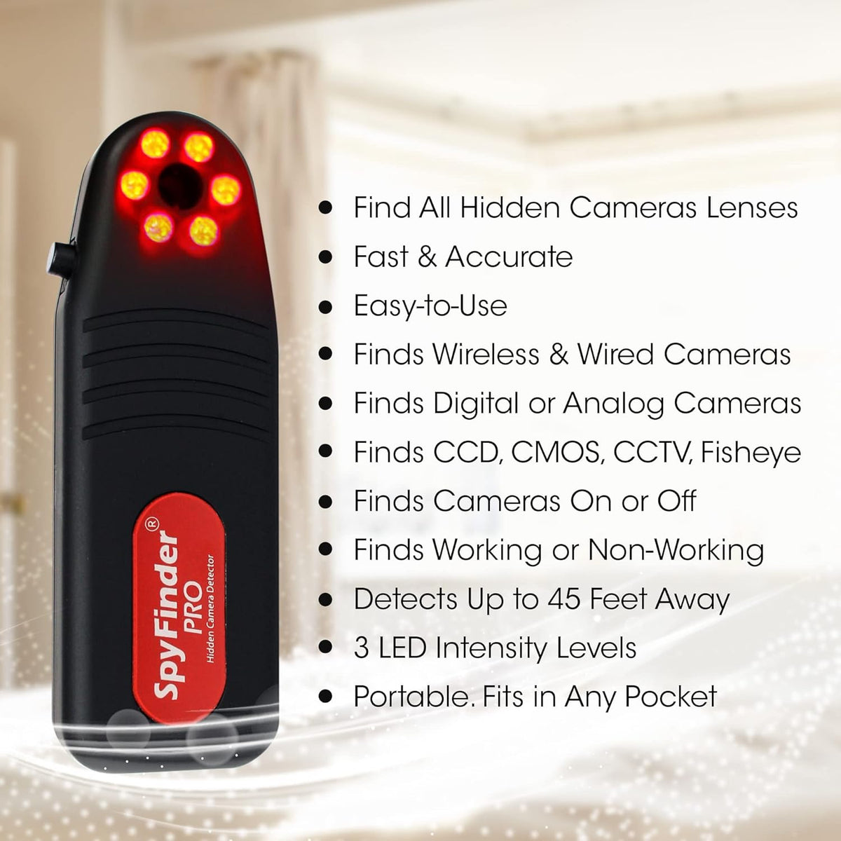 SPYFINDER PRO Portable Hidden Camera and Device Detector for Covert Video Tracking and Anti-Spy Scanning