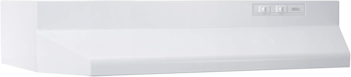 White 42-Inch Under-Cabinet Range Hood by Broan-NuTone, Featuring 2-Speed Exhaust, Light, and 210 Max Blower CFM