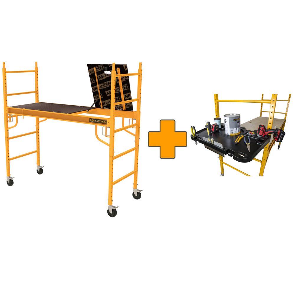 Metaltech Safeclimb Baker-Style Scaffold, 6 ft. x 6.15 ft. x 2.5 ft., 1100 lbs. Capacity with Tool Tray