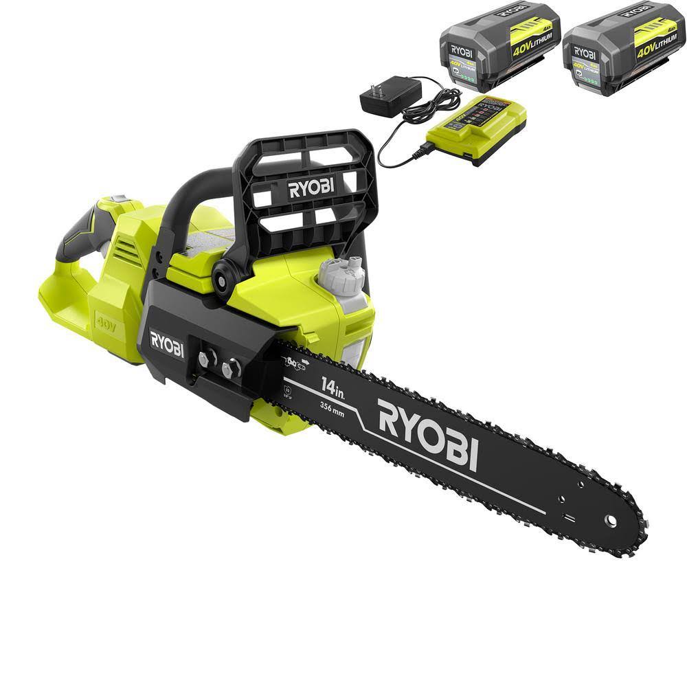 Ryobi Ry40530-2b 14-Inch 40-Volt Brushless Cordless Chainsaw with Two 4 Ah Batteries and Charger