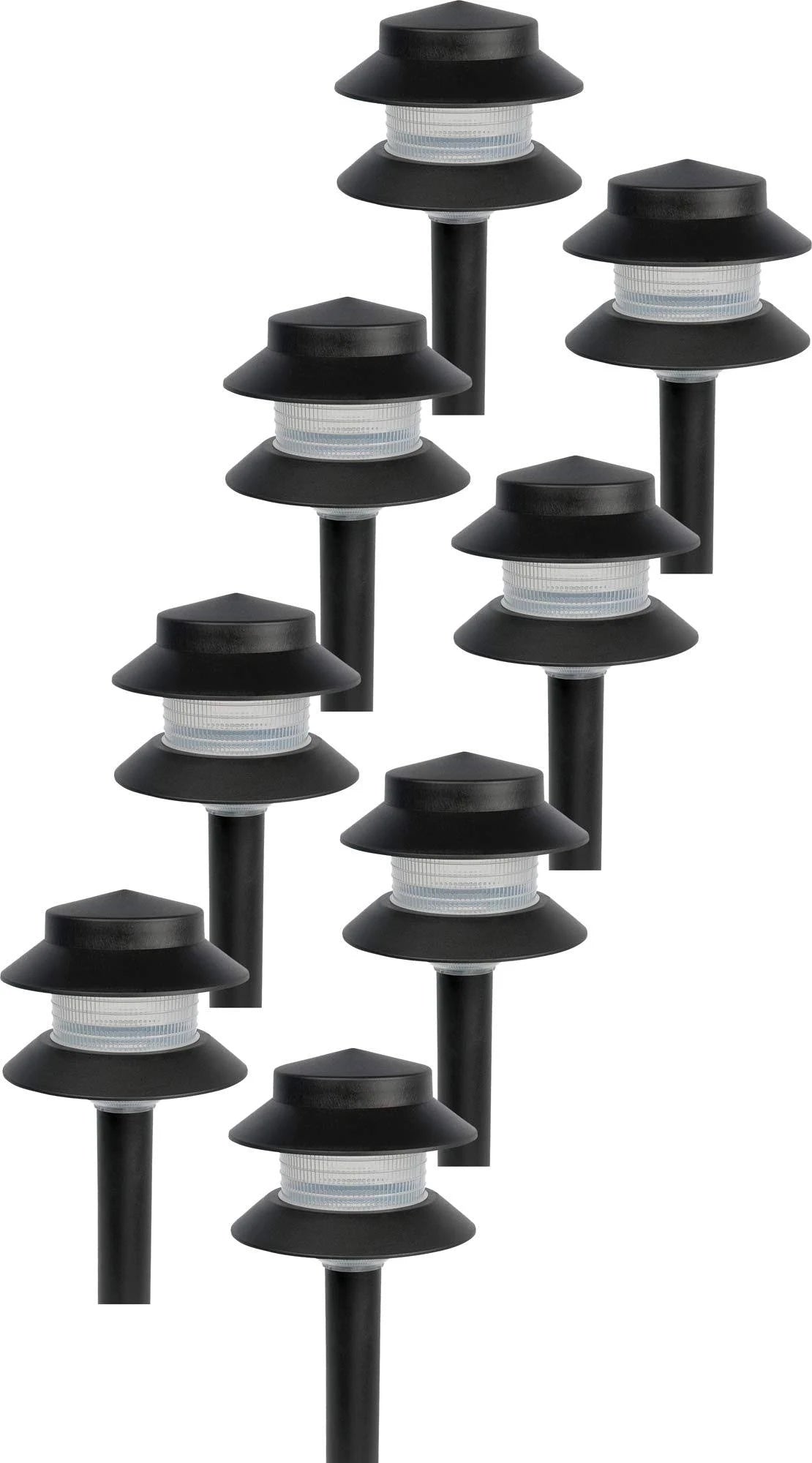 Paradise GL22627 4W Low-Voltage Path Lights, Black, 8-Pack