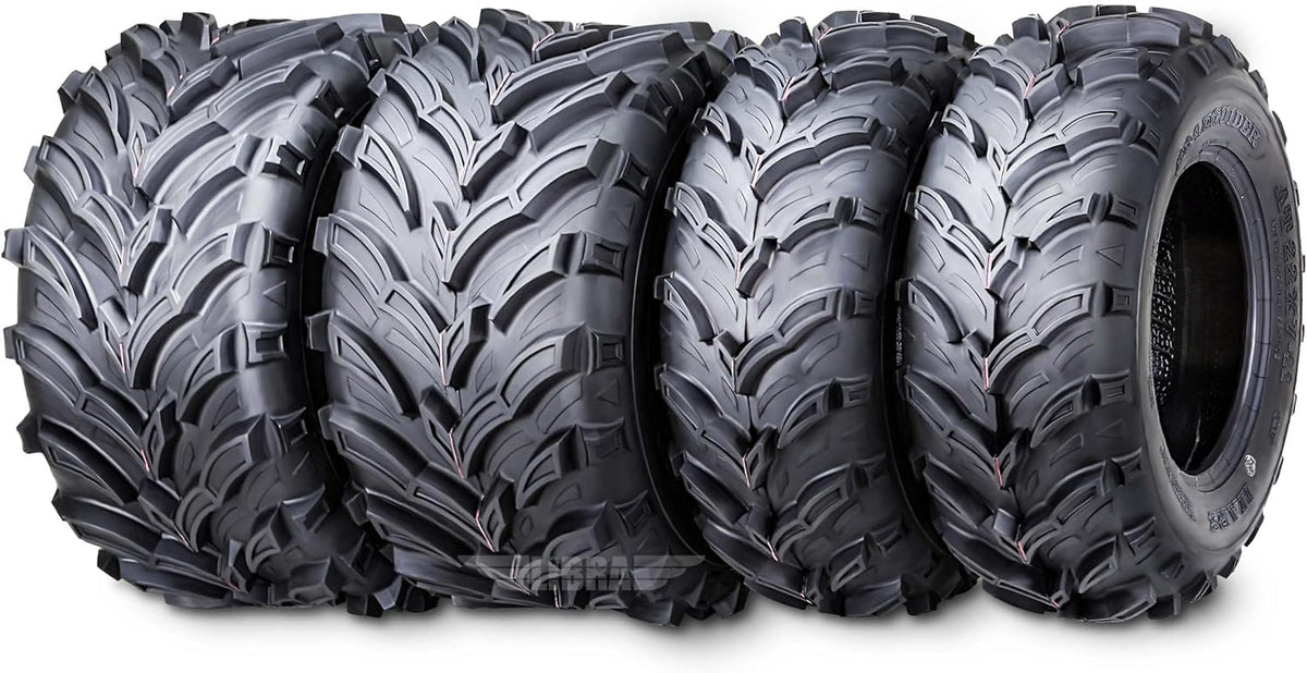 Road Guider Set of 4 ATV/UTV Tires with 6PR Rating and 20mm Deep Tread, 22 × 7-11 Front and 22 × 10-9 Rear, for Honda Recon 250 and Suzuki Ozark 250