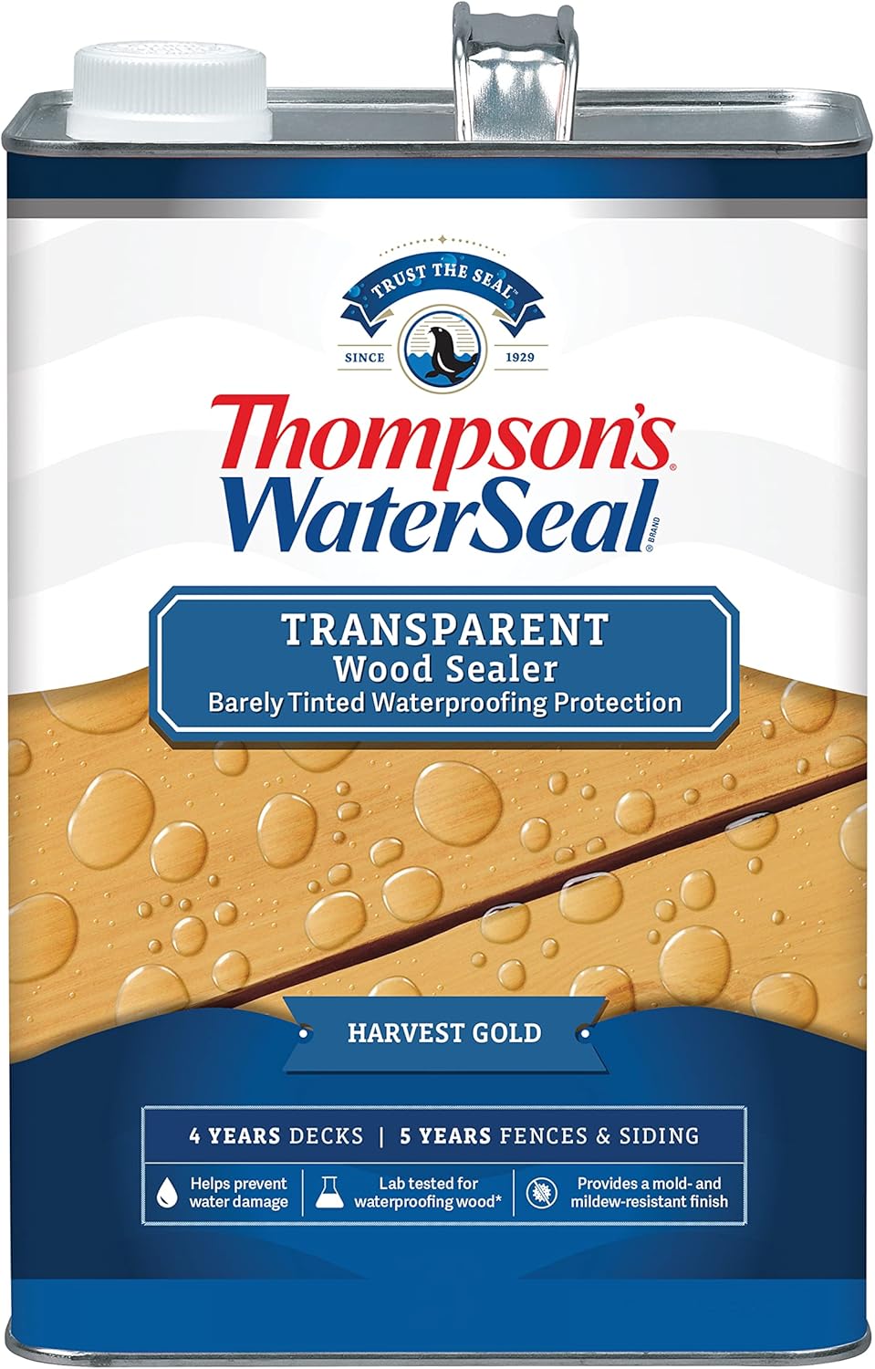 Thompsons WaterSeal Transparent Waterproofing Wood Stain and Sealer, Harvest Gold, 1 Gallon
