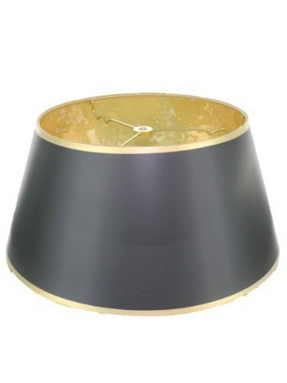 12-Inch Vintage Bouillotte-Style Lampshade in Black with Gold Shallow Oval Design