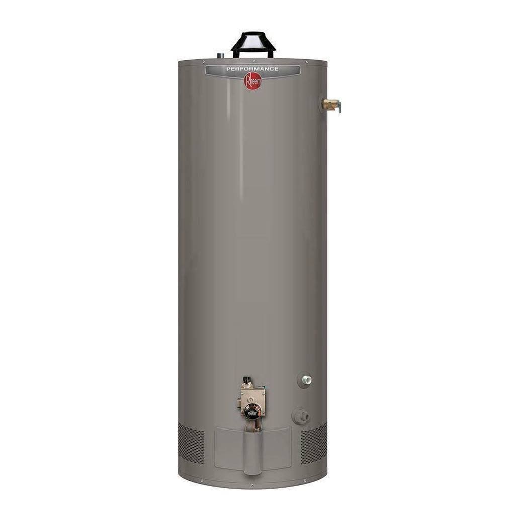 40-Gallon Tall Natural Gas Water Heater for Manufactured Housing, Rheem Performance Series with 34,000 BTU Input and 6-Year Warranty