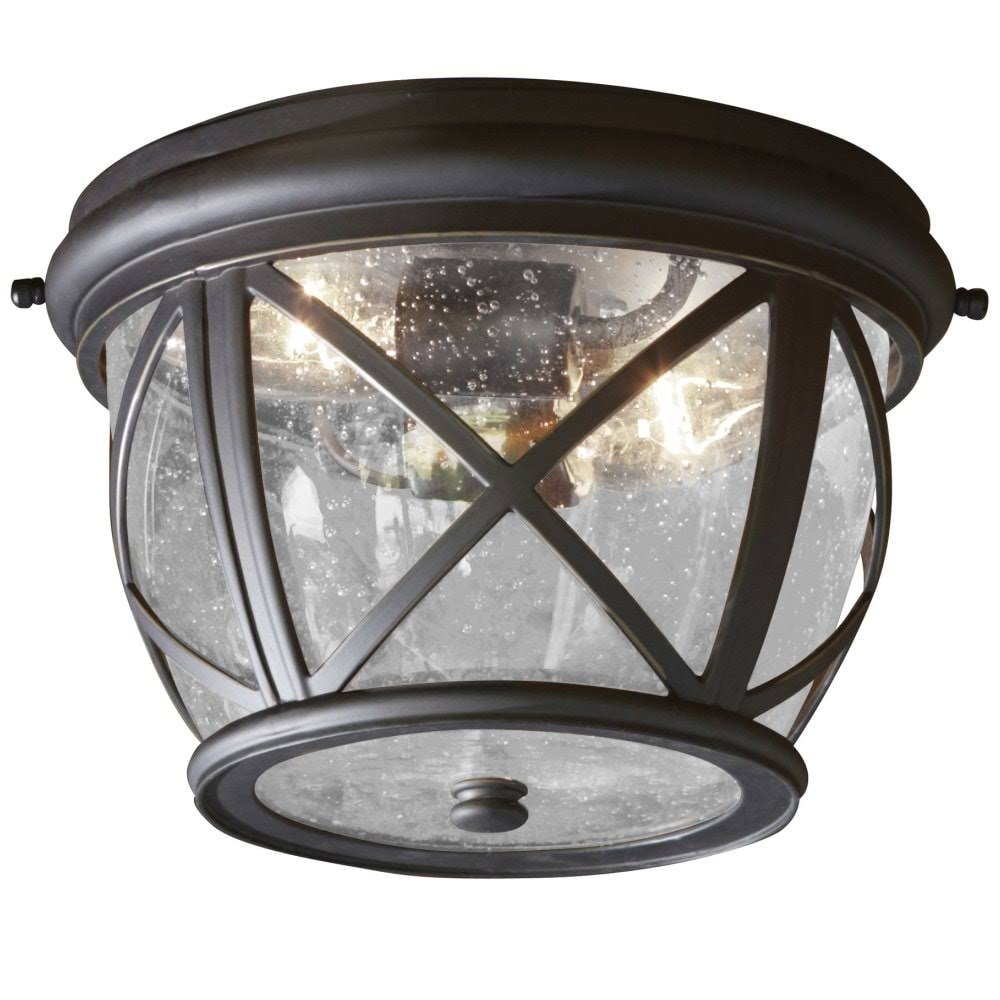 Allen + Roth Castine Outdoor Flush-Mount Light, 10.9-in W, Rubbed Bronze