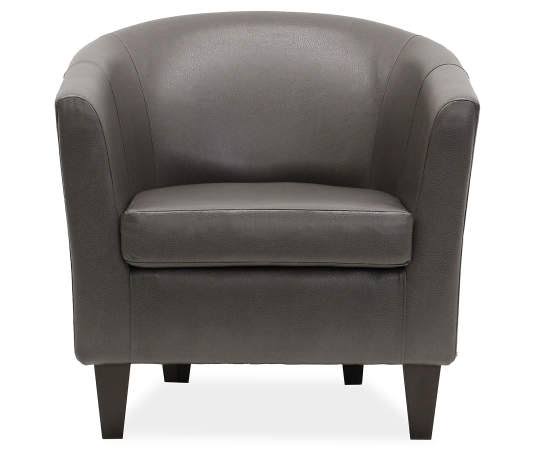 Real Living WINDKO Tub Chair Upholstered in Gray Faux Leather