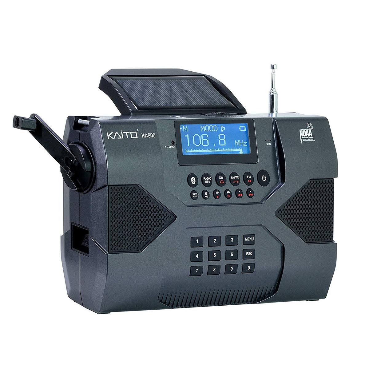 Kaito Voyager Max KA900 Emergency Radio with Bluetooth Real-Time Connectivity, Digital AM/FM/SW and NOAA Weather Receiver, Solar, Dynamo Crank and Wind-Up Power