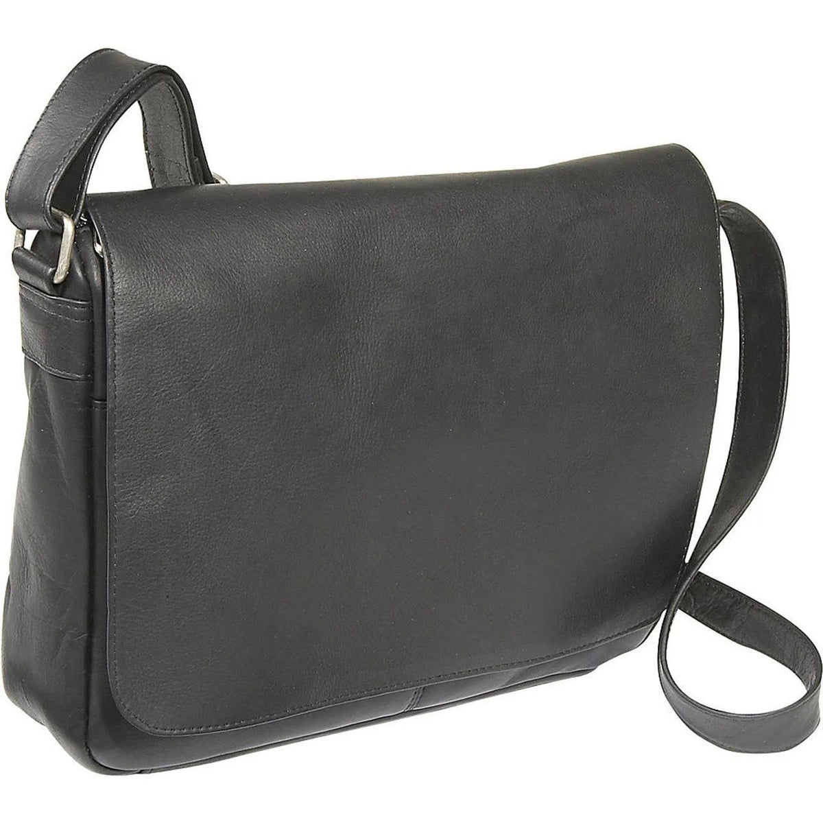 Black Le Donne Leather Shoulder Bag with Flap Closure