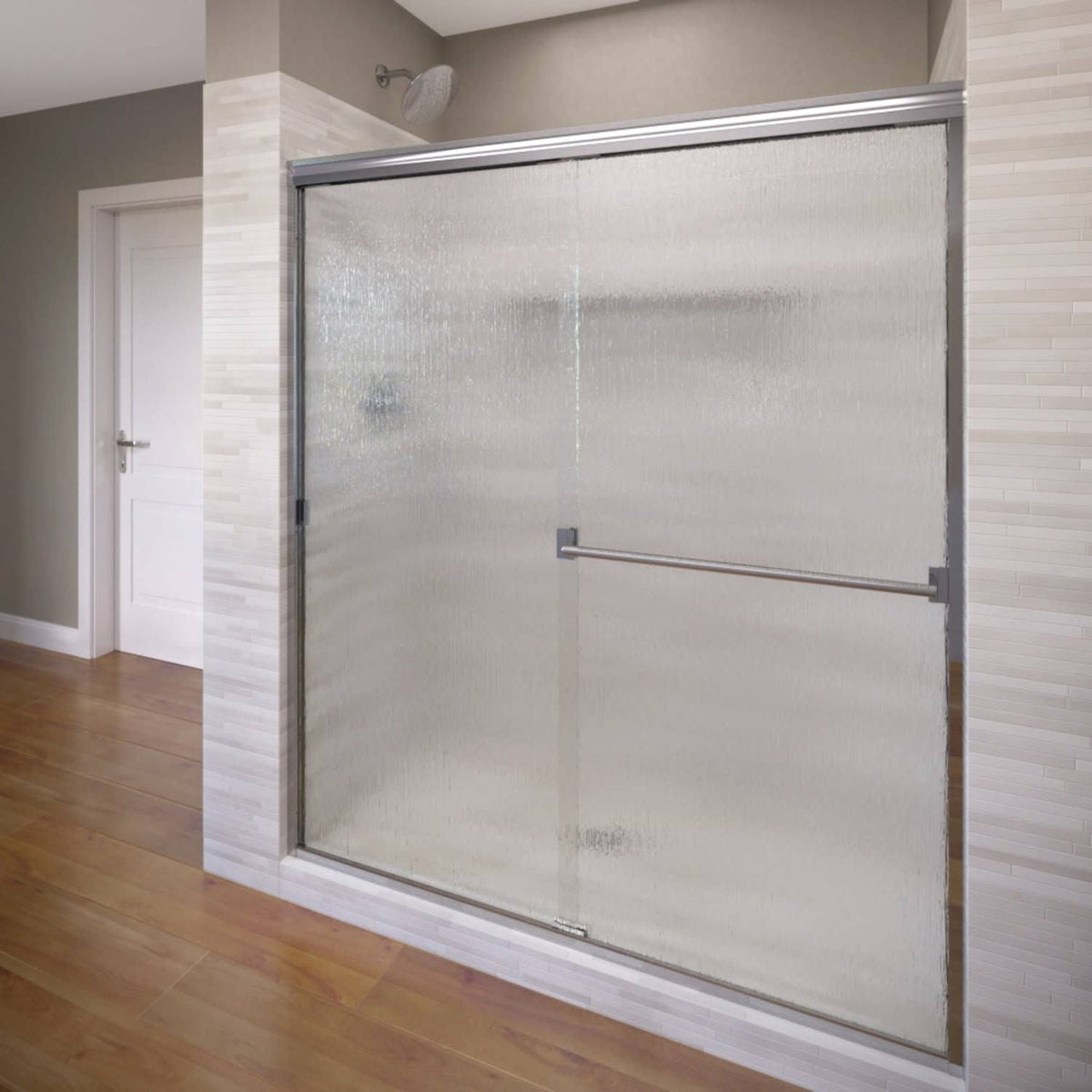 Basco 3500-44SRN Classic Bypass Framed Shower Door, 64-1/2 × 22 High × 44 × 22 Wide, Silver Finish