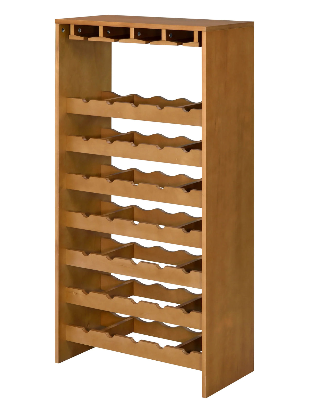 ACME Hanzi Wood Wine Cabinet for 35 Bottles, Featuring Stemware Rack, Oak Finish