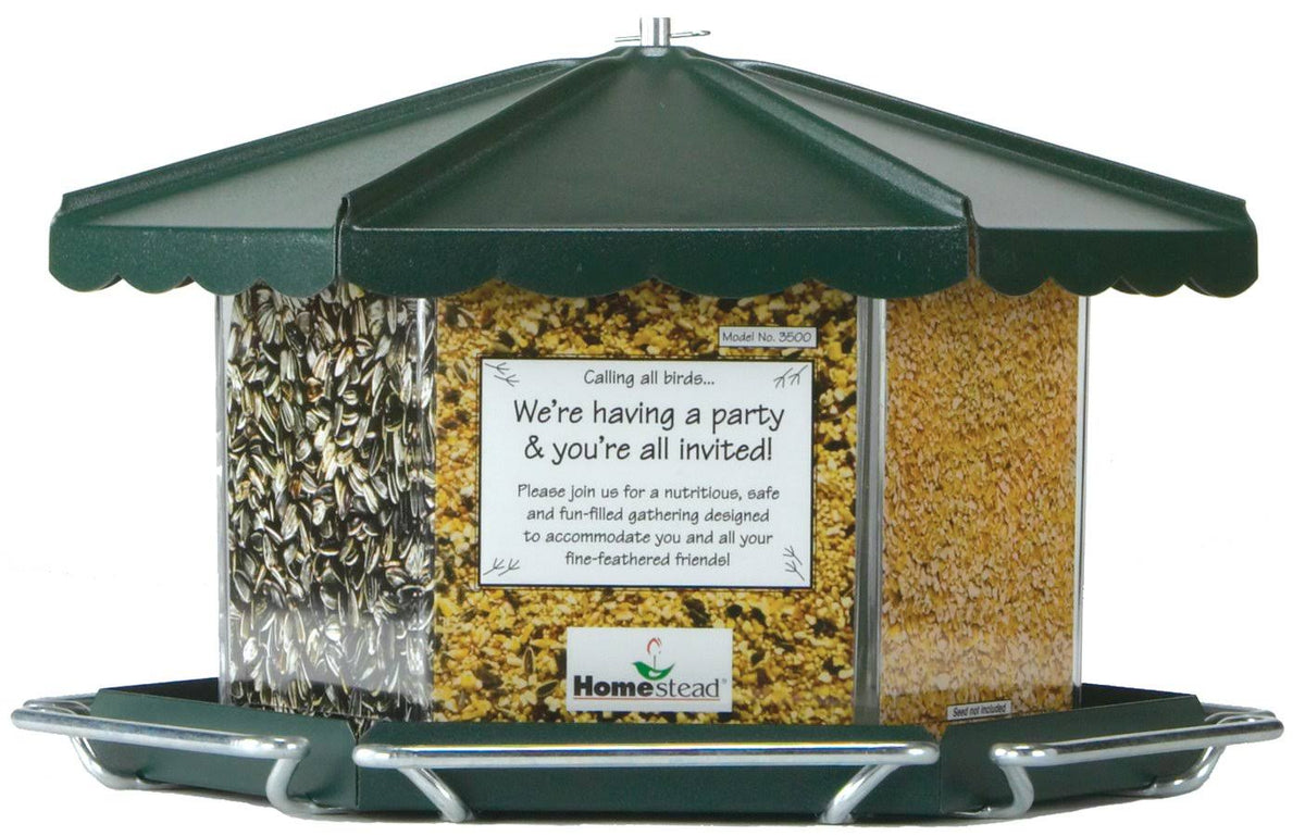 Homestead Triple-Bin Party Bird Feeder