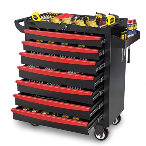 Rolling Metal Tool Chest with 5 Lockable Drawers, Mobile Garage Storage Cabinet on Wheels for Workshop, Warehouse or Repair Shop