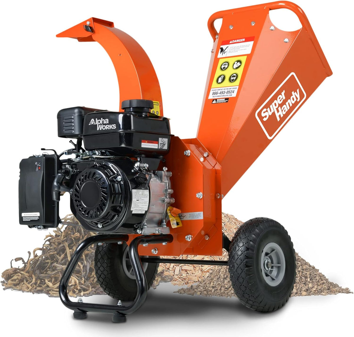 SuperHandy Mini Wood Chipper, Shredder, and Mulcher with Heavy-Duty 7HP Engine, Compact Design, and 3-Inch Maximum Capacity