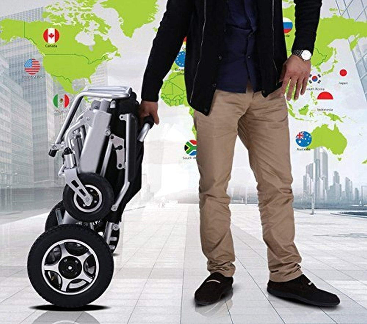 Foldable Lightweight Electric Power Wheelchair for Travel, Aviation-Safe Heavy-Duty Mobility Scooter with Motorized Drive