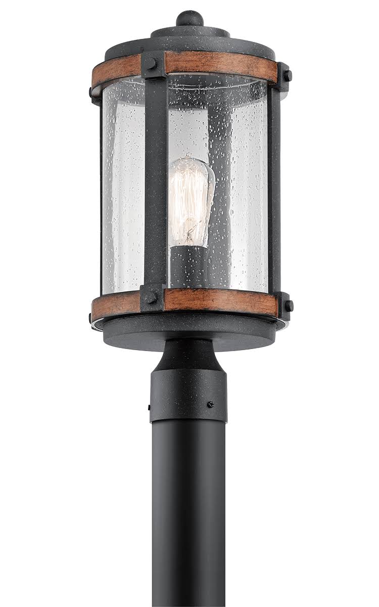 Kichler Barrington 17.85-Inch Post Light with a Distressed Black and Wood Finish