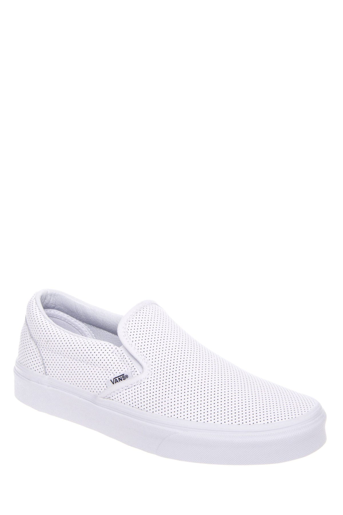 Vans Classic Perf Leather Slip-On Shoes, White, Size 5.5