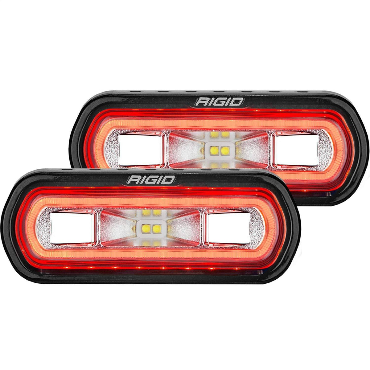 Pair of Rigid Industries 53122 Red SR-L Series Off-Road Spreader Pods with Halo