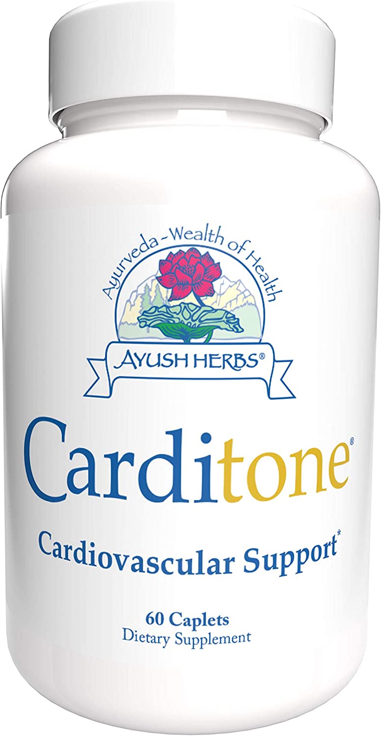 Ayush Herbs Carditone Herbal Supplement, Cardiovascular and Blood Pressure Support with 60 Tablets