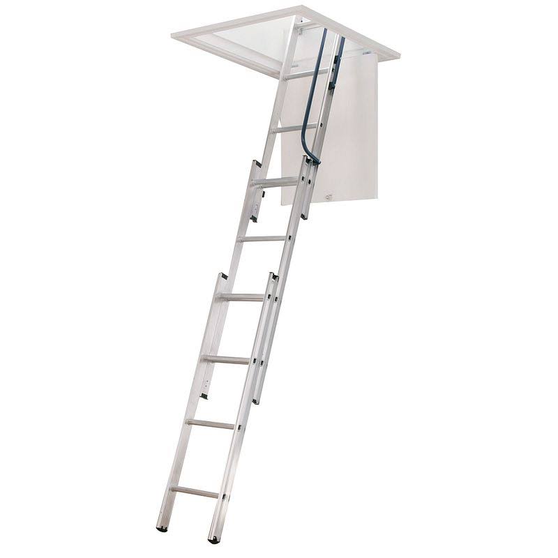 Werner AA1510 Compact Attic Ladder, 18 in W x 24 in L, Adjustable from 7 ft to 9 ft 10 in H
