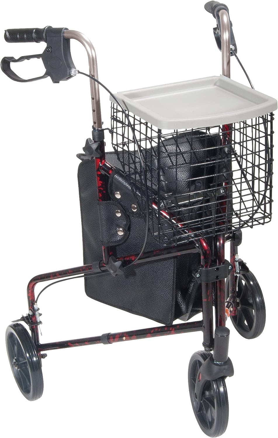 Drive Medical 10289RD Deluxe Foldable Rollator Walker with Black and Red Finish