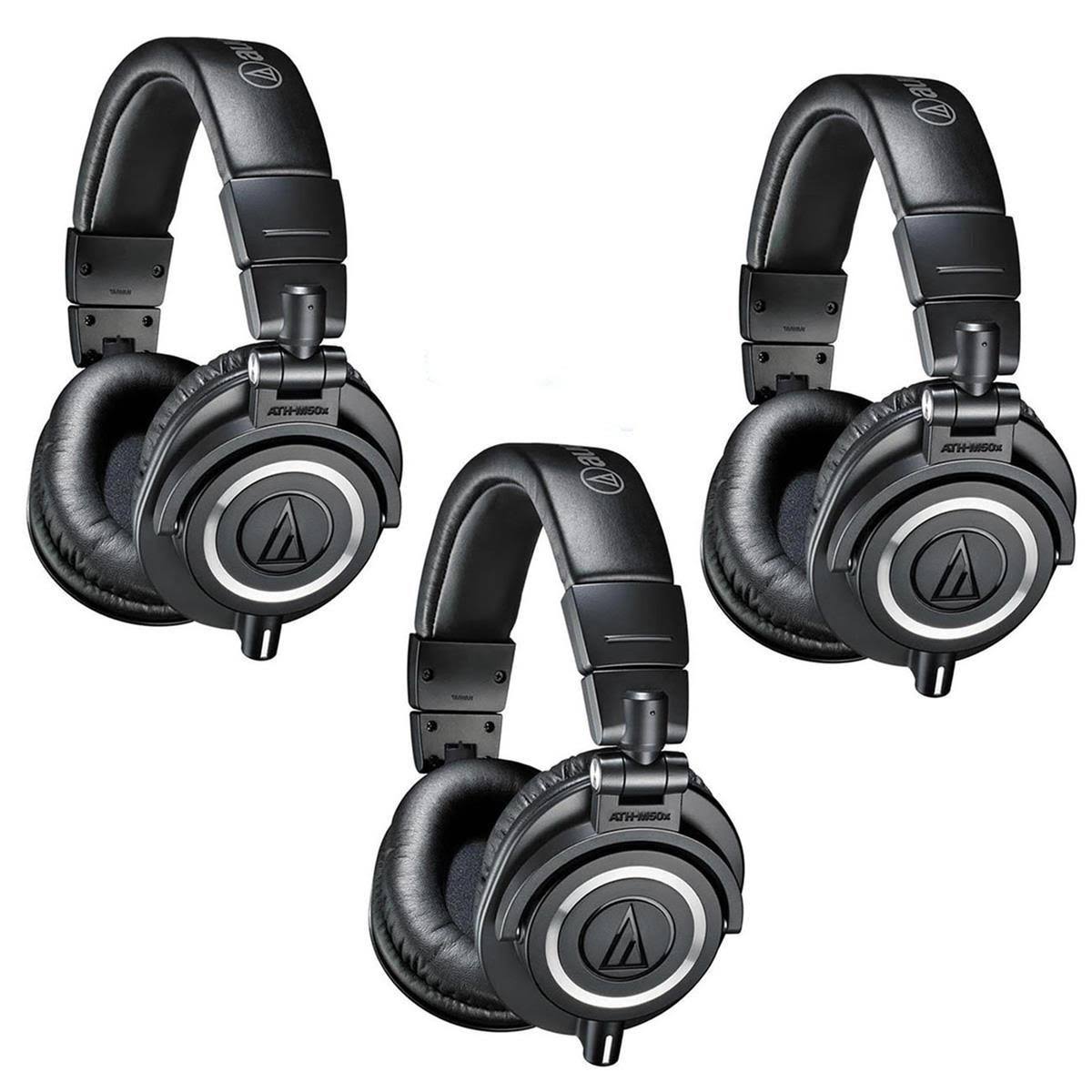 3-Pack of Audio-Technica ATH-M50x Professional Monitor Headphones in Black