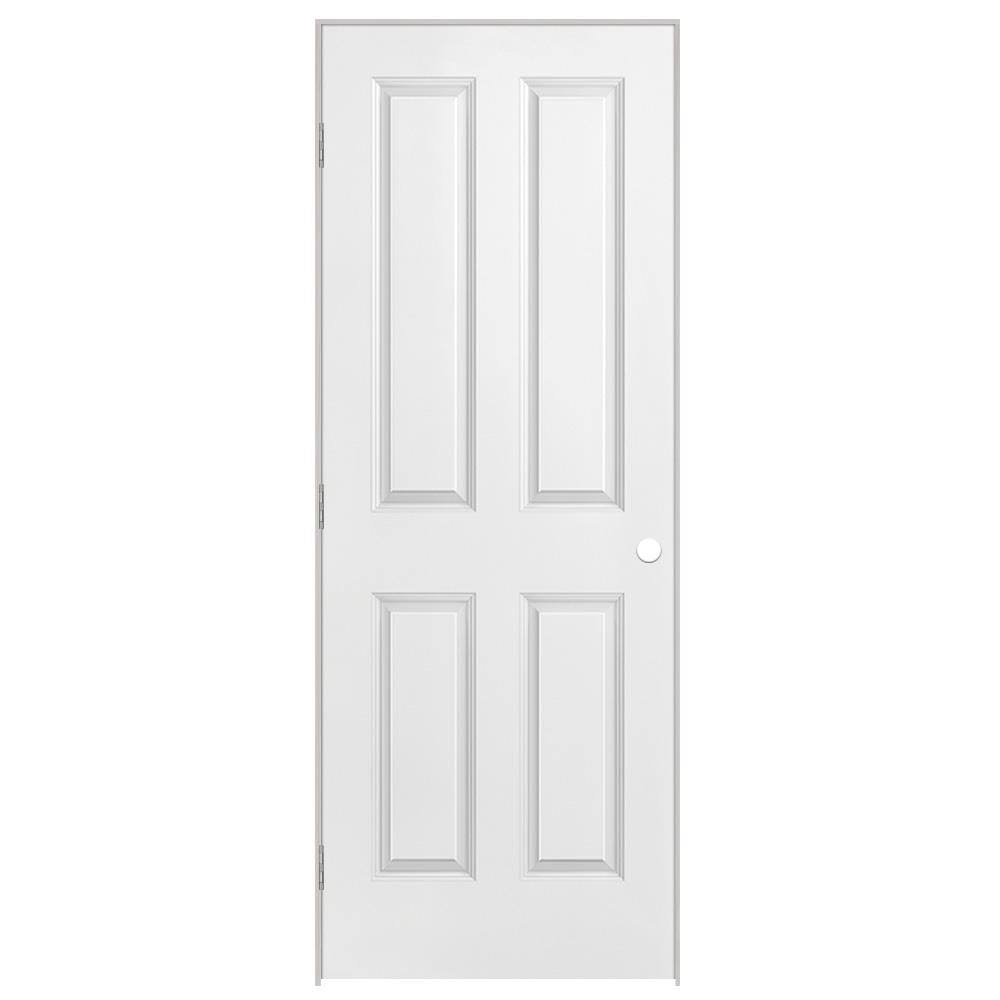 Masonite 28 in. x 80 in. 4-Panel Prehung Interior Door with Right-Hand Swing, Hollow-Core Smooth Composite Construction and Primed White Finish