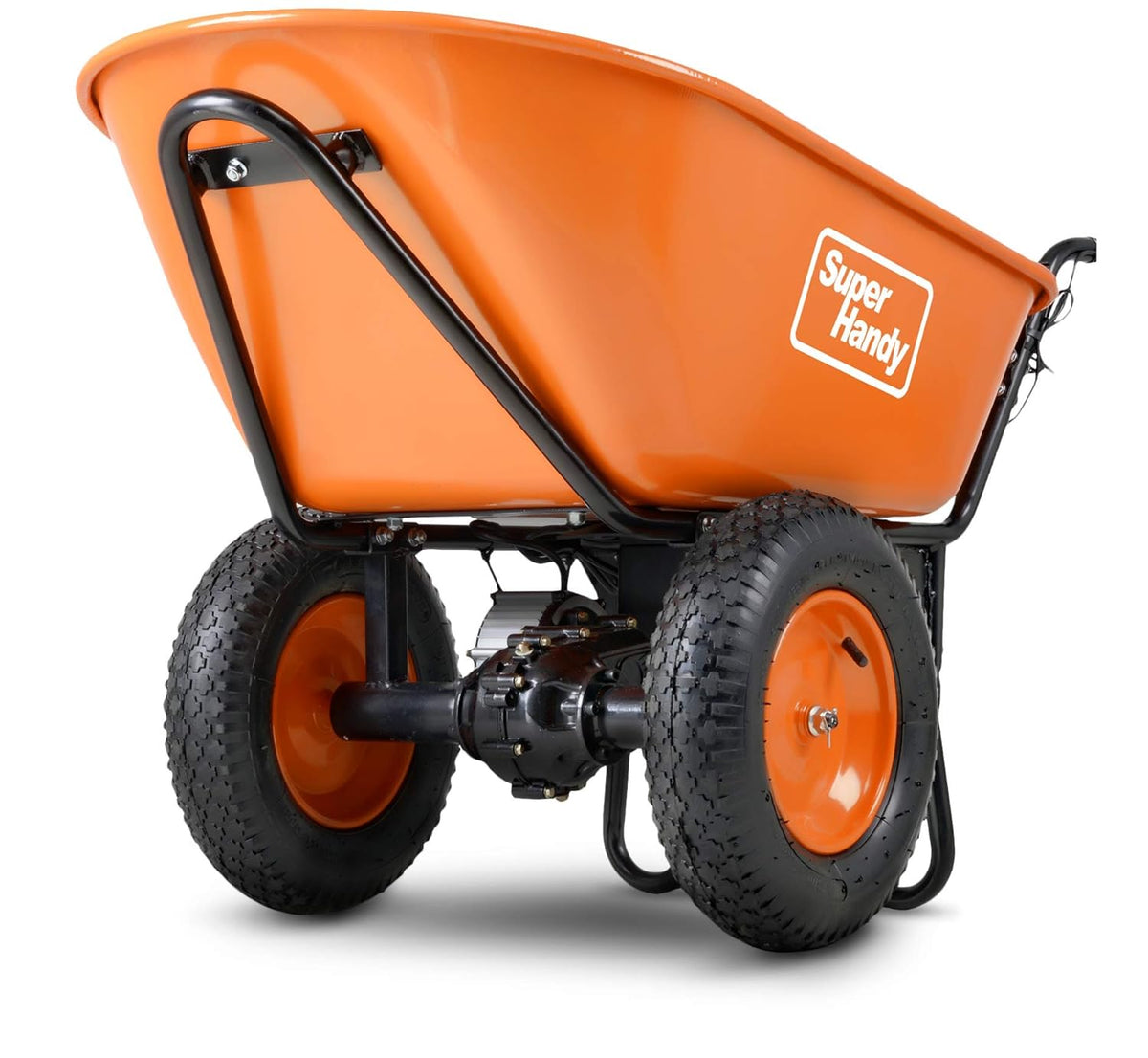 SuperHandy 24V DC Electric Wheelbarrow Utility Cart with 330lbs Maximum Load, Barrel Dump Design for Material and Debris Hauling