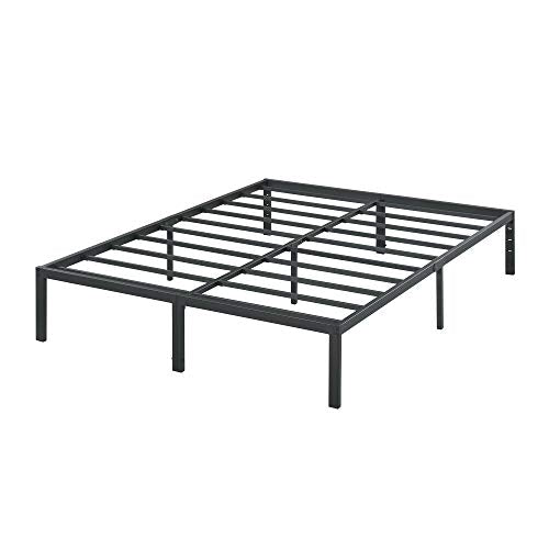 PrimaSleep Full-Size 18-Inch Heavy-Duty Steel Slat Bed Frame in Black with Anti-Slip Support, No-Noise Construction, Easy Assembly, and No Box Spring Required