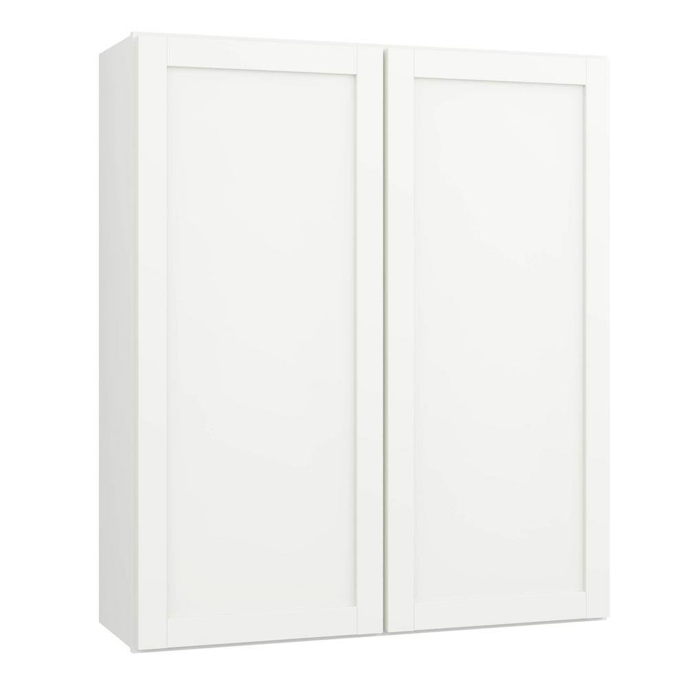 Hampton Bay Courtland 36 × 42 × 12 in. Wall Kitchen Cabinet with Shaker Doors, Polar White Laminate Finish, Assembled