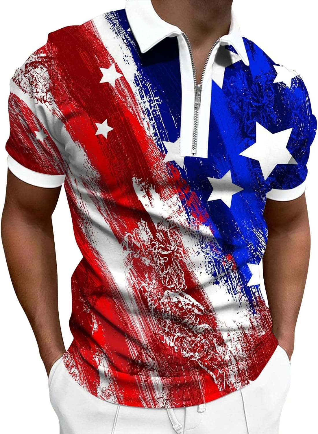 Mens Plus-Size Independence Day Sweater and Golf Cycling Polo Shirt with Ugly Holiday Design