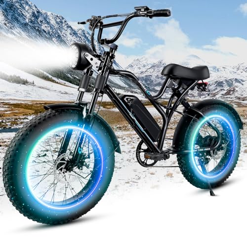 1500W Fat Tire Electric Bike for Adults with 48V 15.6AH Battery, 32 Mph Top Speed and 25-50 Miles Range, 20×4 All-Terrain Motorcycle-Style Ebike for Men and Women