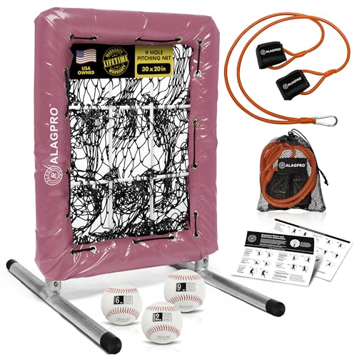 ALAGPRO The Original 9-Hole Baseball and Softball Pitching Net with Strike Zone Pocket and Pitching Target