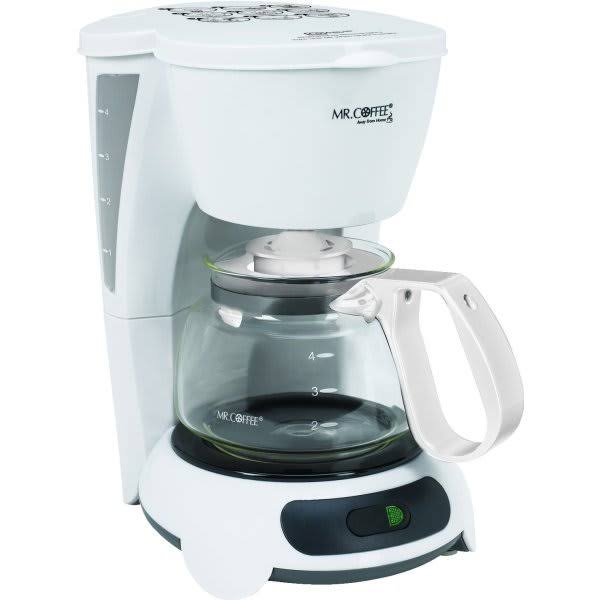 Mr. Coffee 4-Cup Coffeemaker with White Glass Carafe