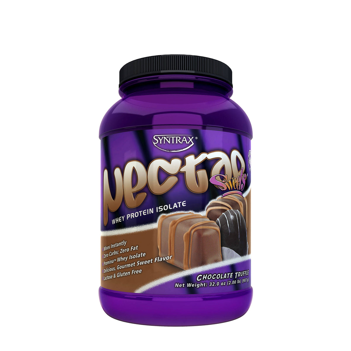 Syntrax Nectar Whey Protein Isolate Powder in Chocolate Truffle, 2 lb Canister
