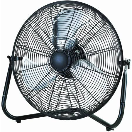 Mainstays 20 inch Steel Floor Fan with 360 Degree Pivoting, High Velocity Airflow, Black