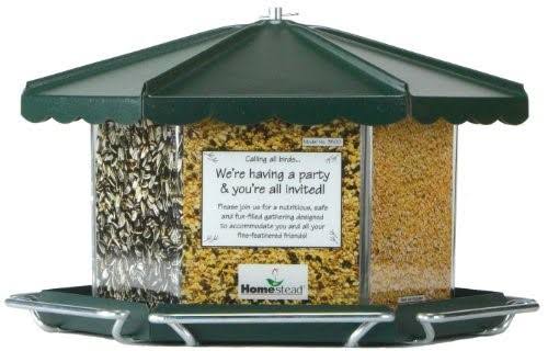 Pack of 2 Homestead 3500 Triple-Bin Green Seed Feeders