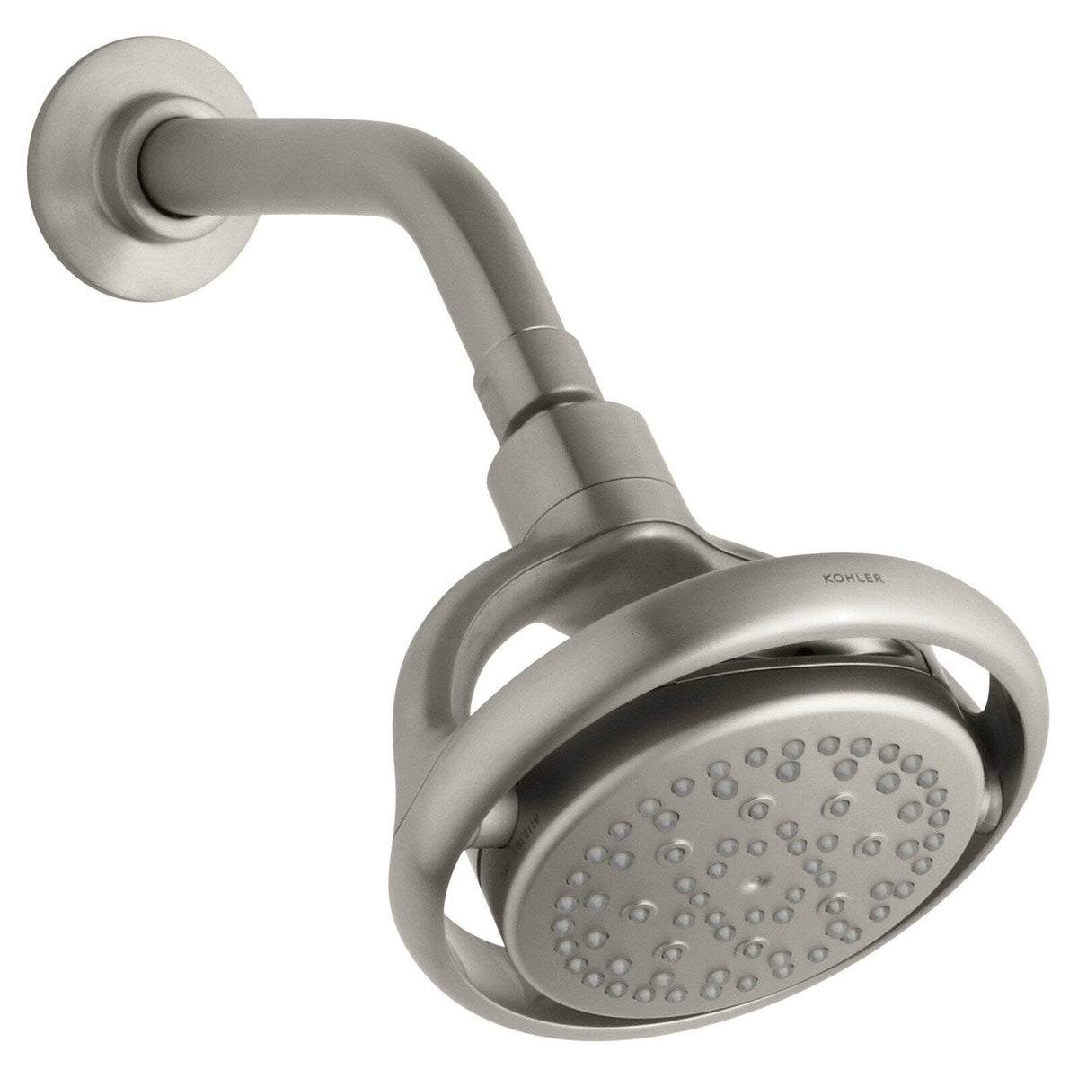 Kohler K-15996 Flipside Multifunction Wall-Mount Showerhead, 2.5 GPM, Vibrant Brushed Nickel