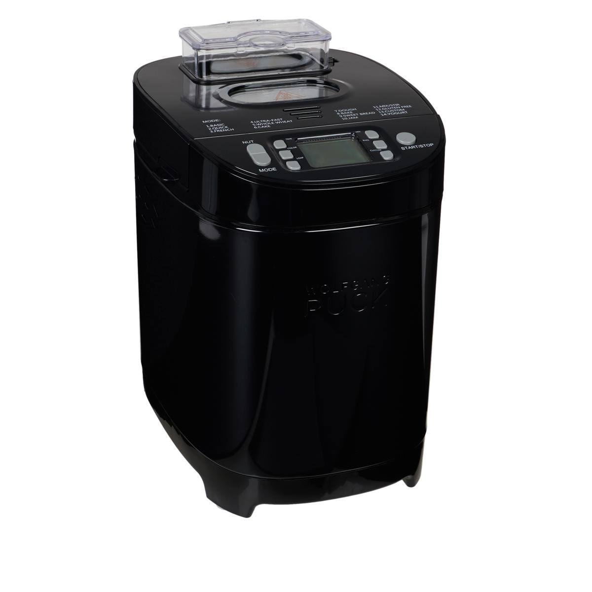 Wolfgang Puck Bread Maker with 2 lb. Capacity, 14 Functions and Nut Dispenser, Black