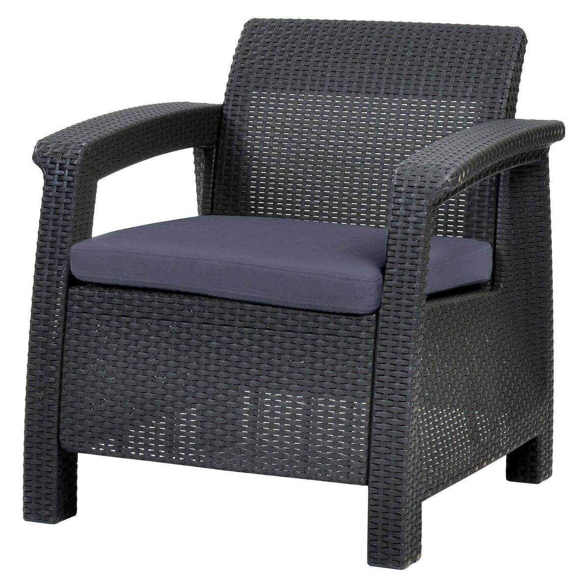Keter Corfu Resin Patio Armchair with Cushion, Gray