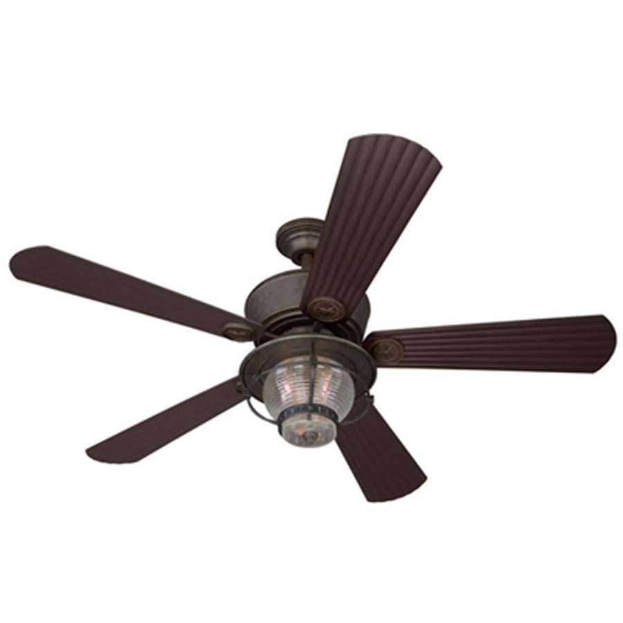 Harbor Breeze Merrimack 52-In Ceiling Fan with Light Kit and Remote, Antique Bronze Indoor/Outdoor Downrod Mount