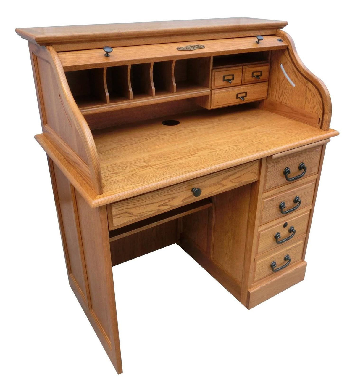 Chelsea Home Moon 42inch Student Roll Top Desk in Harvest Oak