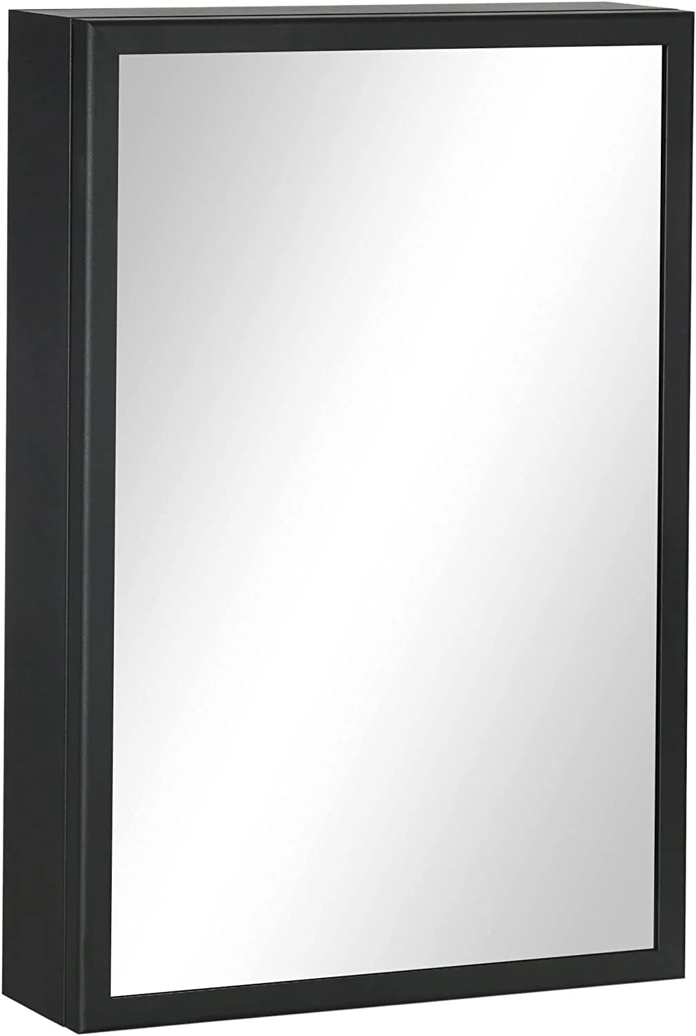 Wall-Mounted Bathroom Medicine Cabinet with Mirror and Storage Shelves, Stainless Steel, Black