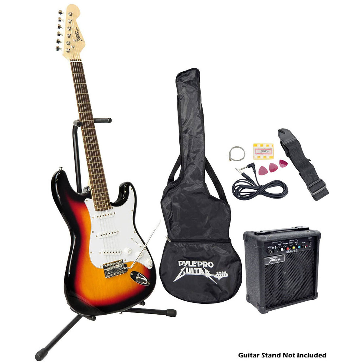 Pyle 97077080M Beginner Electric Guitar Package in Sun Burst Finish