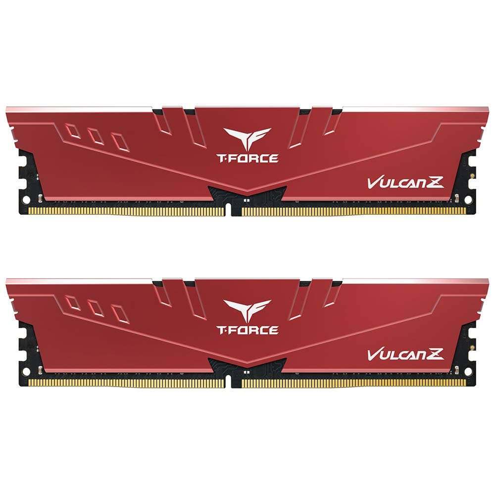 Team T-Force Vulcan Z 16GB Desktop Memory Kit, 2 x 8GB DDR4 3200 SDRAM with 288-Pin Design, Red