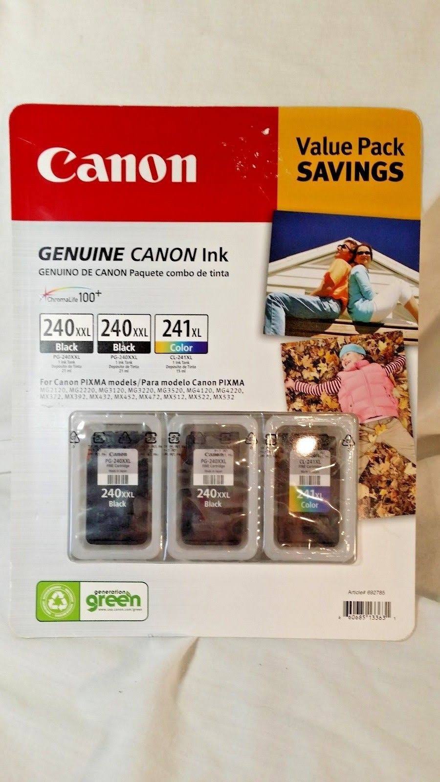 Cannon PG-240XXL and CL-241XL Printer Cartridges, 3 Count
