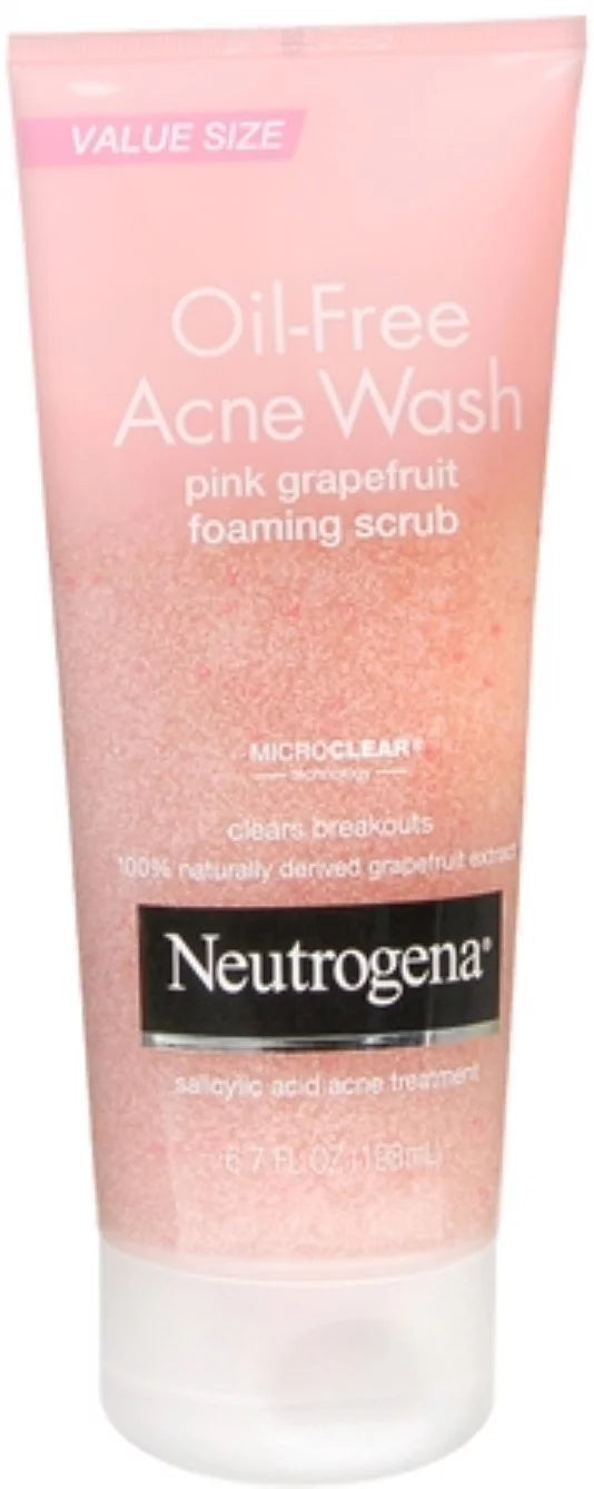 Neutrogena Oil-Free Acne Wash Pink Grapefruit Foaming Scrub, 6.70 oz, Pack of 4