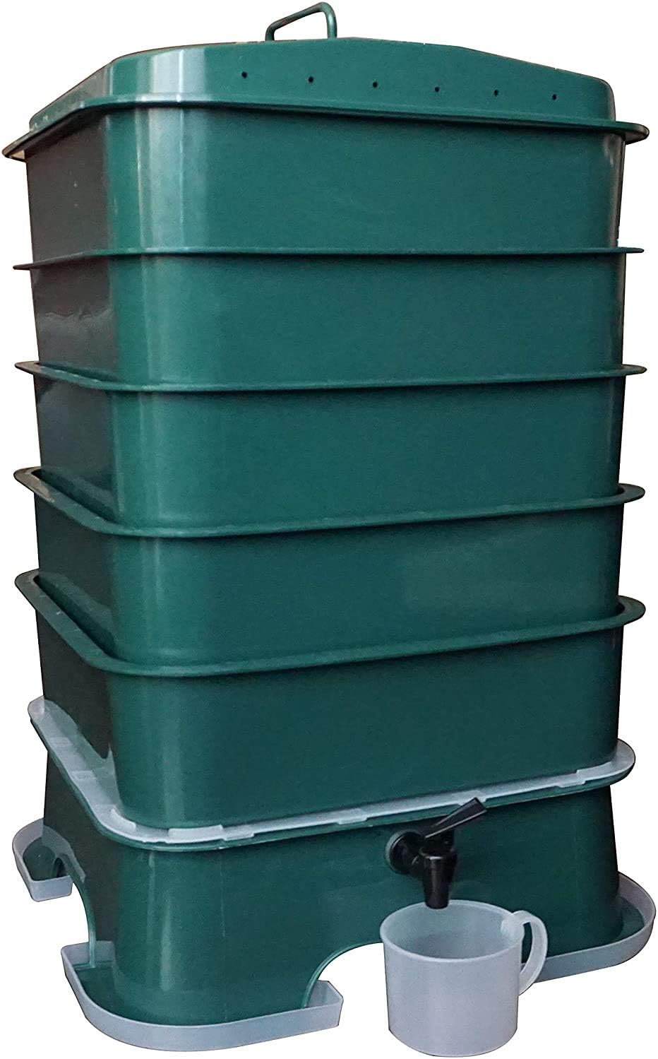 VermiHut Plus 5-Tray Worm Compost Bin with Easy Setup and Sustainable Design