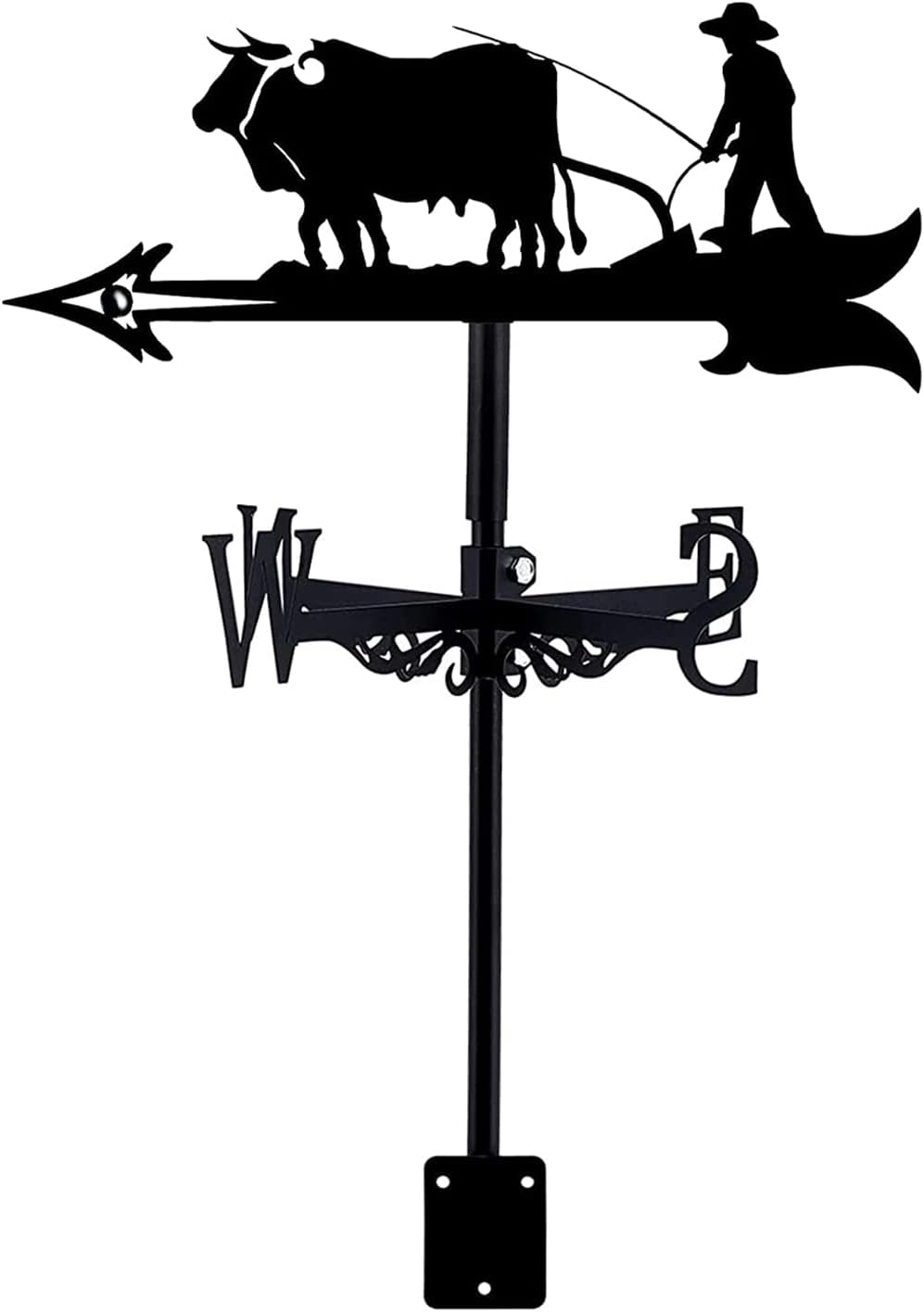 Retro Farmer-Shaped Metal Wind Vane with Roof Mount, Garden and Farmyard Weather Direction Indicator